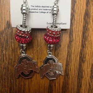 Sandol Ohio State Buckeyes Dangle Earrings – Red Rhinestone Beads – New
